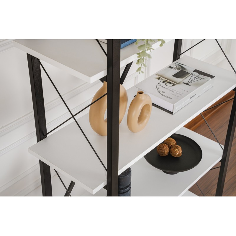 Βιβλιοθήκη Elysian - Χρώμα Λευκό & Μαύρο - 90x34x180εκ