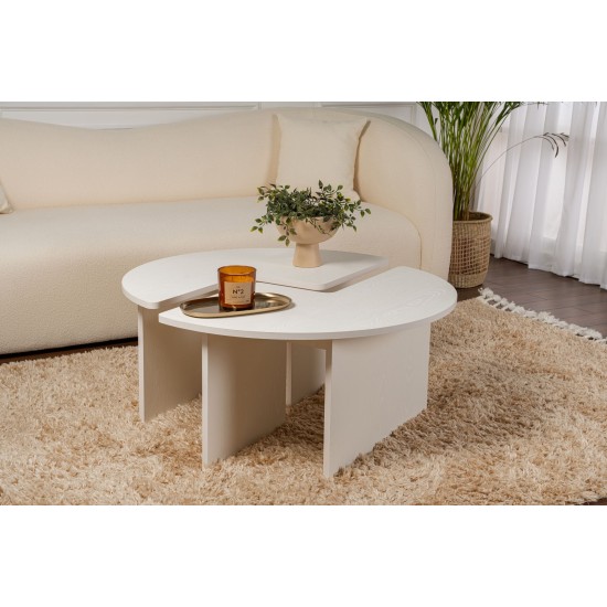 Coffee Table Moira - Wood White Wood White Coffee Table Moira - Wood White Wood White