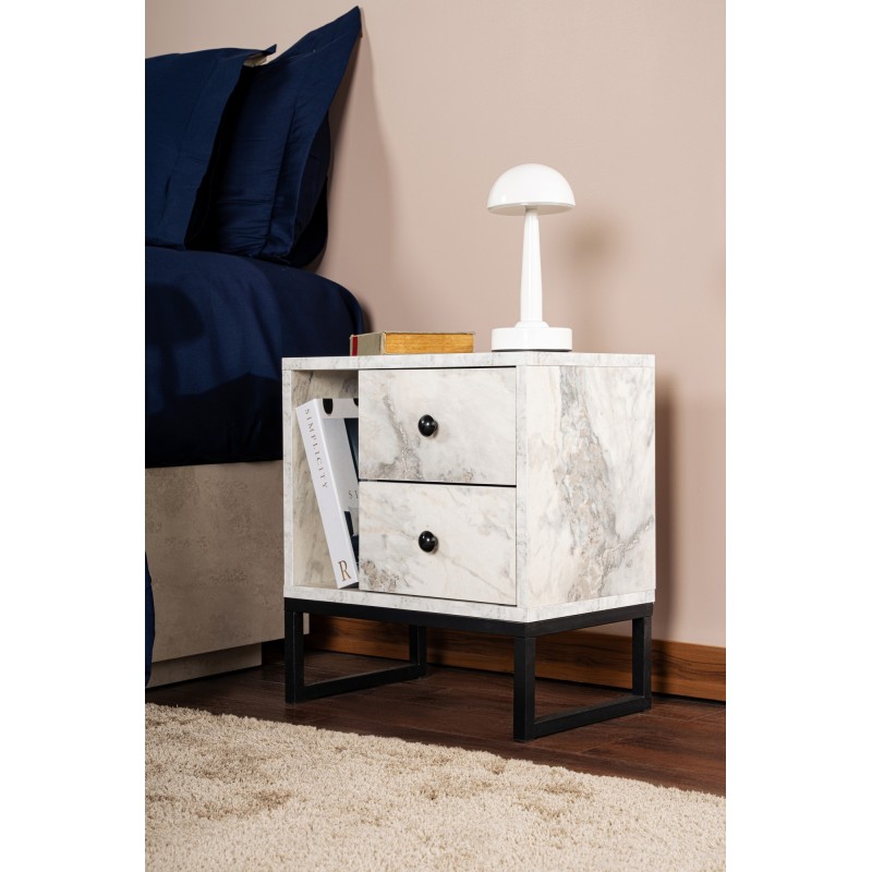 Hanah Home Nightstand Glimmer - Fressia Marble, Black Freesia Marble
Black