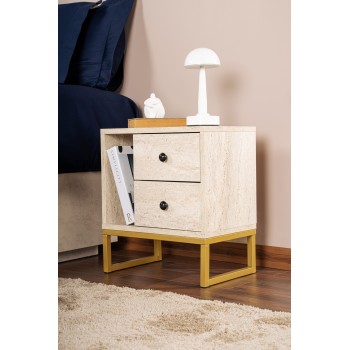 Nightstand Glimmer - Travertine, Gold Travertine
Gold