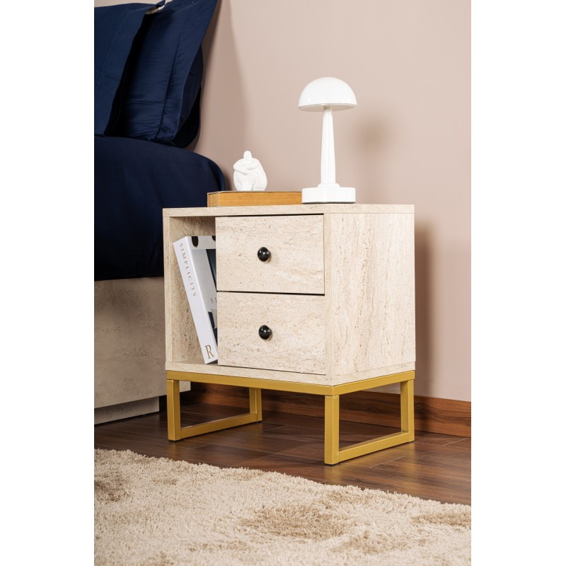 Hanah Home Nightstand Glimmer - Travertine, Gold Travertine
Gold