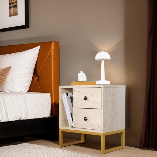 Hanah Home Nightstand Glimmer - Travertine, Gold Travertine
Gold