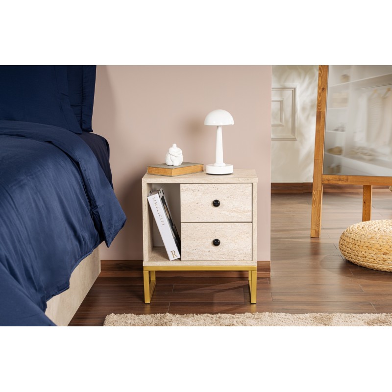 Hanah Home Nightstand Glimmer - Travertine, Gold Travertine
Gold