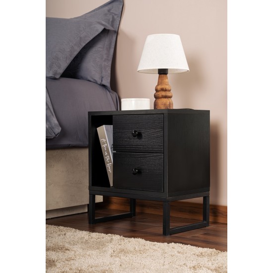Hanah Home Nightstand Glimmer - Wood Black, Black Wood Black
Black