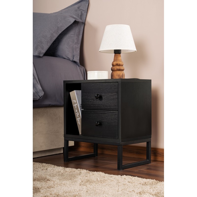 Hanah Home Nightstand Glimmer - Wood Black, Black Wood Black
Black