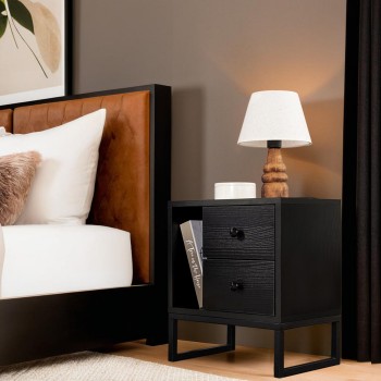 Nightstand Glimmer - Wood Black, Black Wood Black
Black