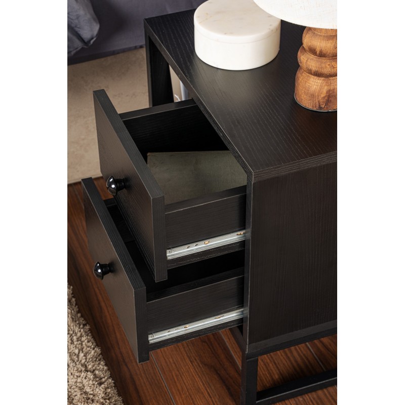 Hanah Home Nightstand Glimmer - Wood Black, Black Wood Black
Black