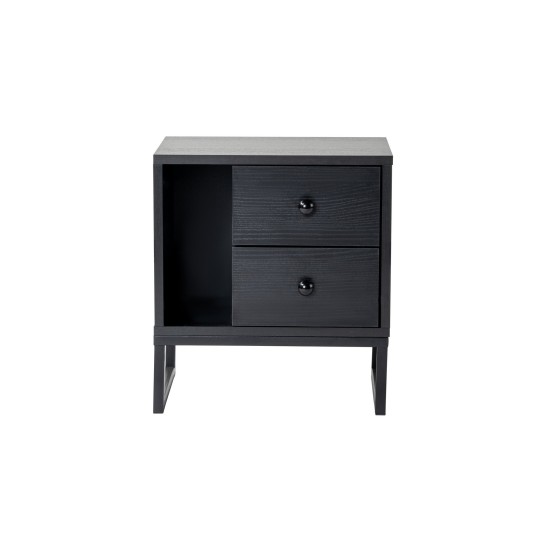 Hanah Home Nightstand Glimmer - Wood Black, Black Wood Black
Black