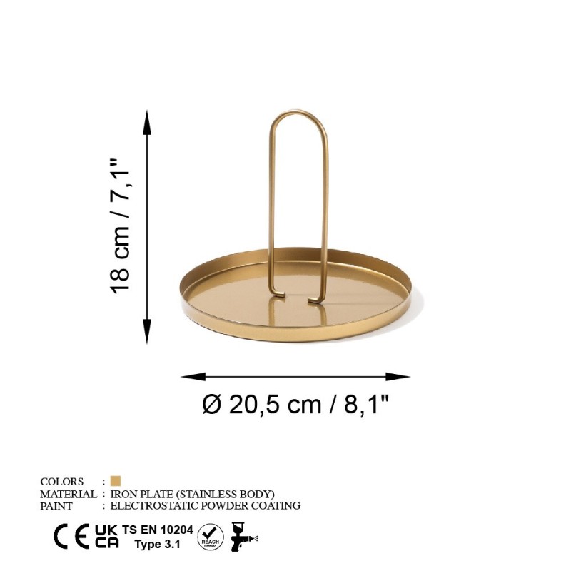 Aberto Design Decorative Metal Accessory Sımı-B - Gold Gold