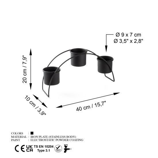 Decorative Metal Accessory GED-012-A Black Aberto Design Decorative Metal Accessory GED-012-A Black
