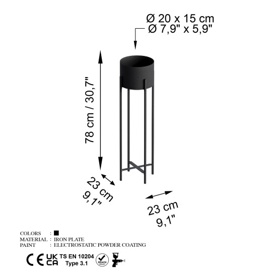 Aberto Design Decorative Pot GED-025 Black