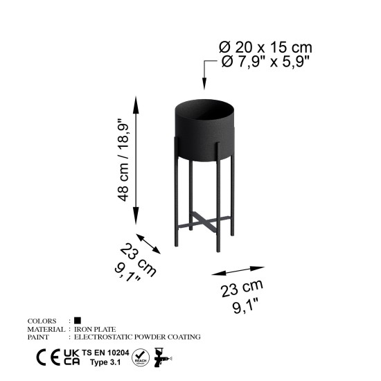 Decorative Pot GED-026 Black Aberto Design Decorative Pot GED-026 Black