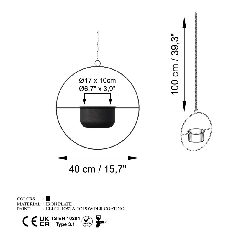 Aberto Design Decorative Pot Payanda - Black Black