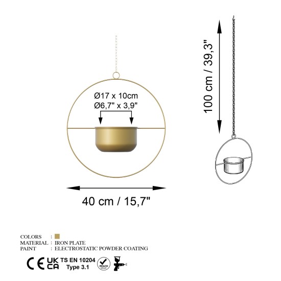 Decorative Pot Payanda - Gold Gold Aberto Design Decorative Pot Payanda - Gold Gold