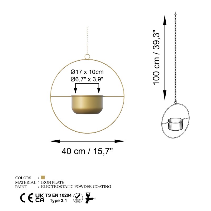 Aberto Design Decorative Pot Payanda - Gold Gold