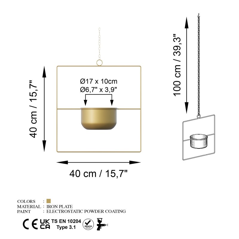 Aberto Design Decorative Pot Pandantif - Gold Gold