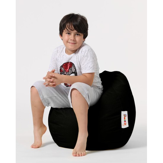 Garden Bean Bag Premium Kids - Black Black Atelier del Sofa Garden Bean Bag Premium Kids - Black Black
