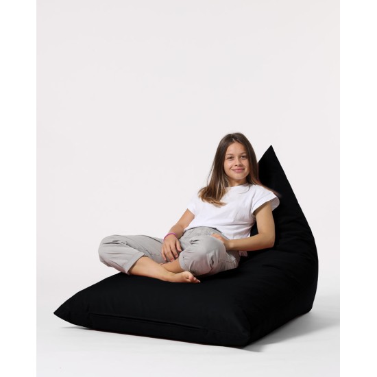 Garden Bean Bag Pyramid Big Bed Pouf - Black Black Atelier del Sofa Garden Bean Bag Pyramid Big Bed Pouf - Black Black