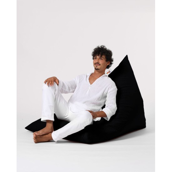 Garden Bean Bag Pyramid Big Bed Pouf - Black Black Atelier del Sofa Garden Bean Bag Pyramid Big Bed Pouf - Black Black