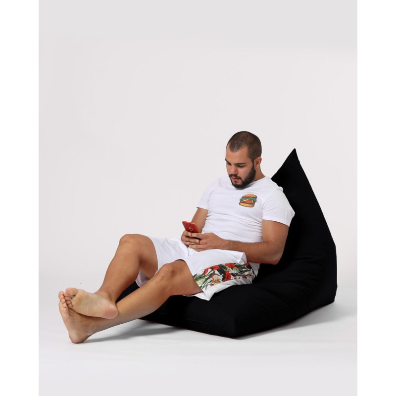 Atelier del Sofa Garden Bean Bag Pyramid Big Bed Pouf - Black Black