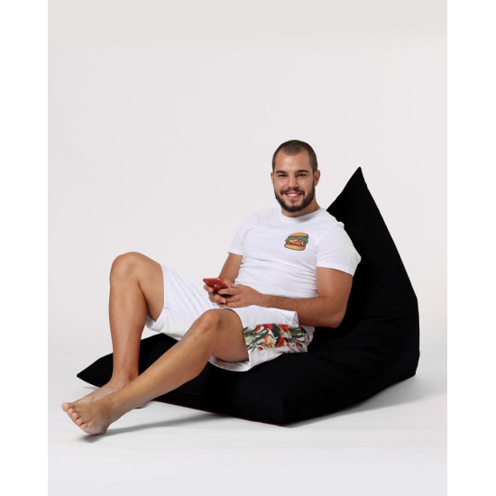 Garden Bean Bag Pyramid Big Bed Pouf - Black Black Atelier del Sofa Garden Bean Bag Pyramid Big Bed Pouf - Black Black