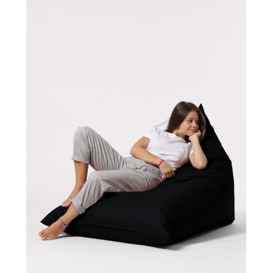 Garden Bean Bag Pyramid Big Bed Pouf - Black Black Atelier del Sofa Garden Bean Bag Pyramid Big Bed Pouf - Black Black