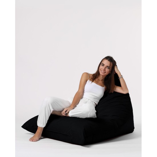 Garden Bean Bag Pyramid Big Bed Pouf - Black Black Atelier del Sofa Garden Bean Bag Pyramid Big Bed Pouf - Black Black
