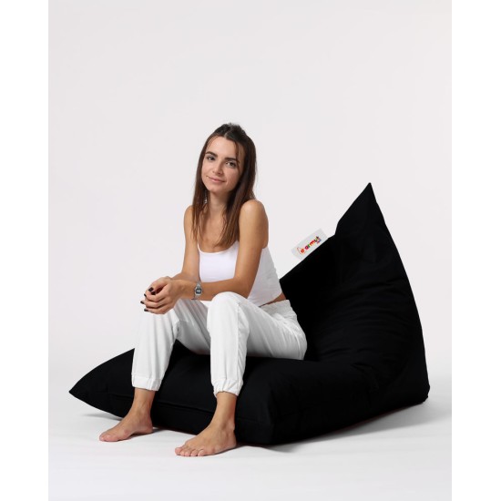 Garden Bean Bag Pyramid Big Bed Pouf - Black Black Atelier del Sofa Garden Bean Bag Pyramid Big Bed Pouf - Black Black