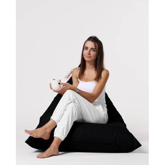 Garden Bean Bag Pyramid Big Bed Pouf - Black Black Atelier del Sofa Garden Bean Bag Pyramid Big Bed Pouf - Black Black
