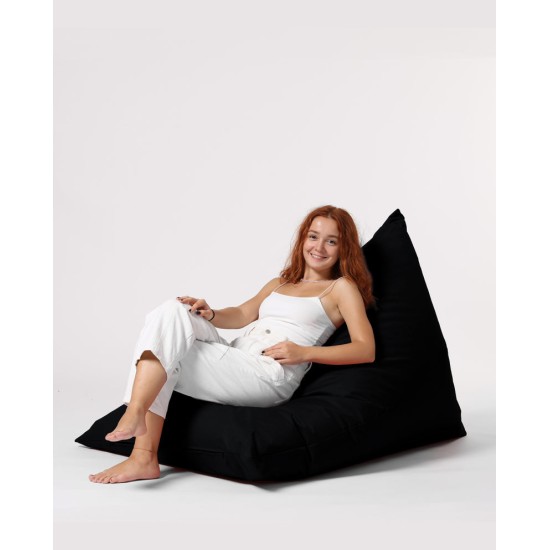 Garden Bean Bag Pyramid Big Bed Pouf - Black Black Atelier del Sofa Garden Bean Bag Pyramid Big Bed Pouf - Black Black