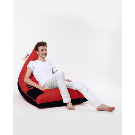 Atelier del Sofa Garden Bean Bag Pyramid Large Double Color Bed Pouf - Red Red
Black