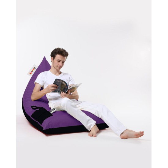 Atelier del Sofa Garden Bean Bag Pyramid Large Double Color Bed Pouf - Purple Purple