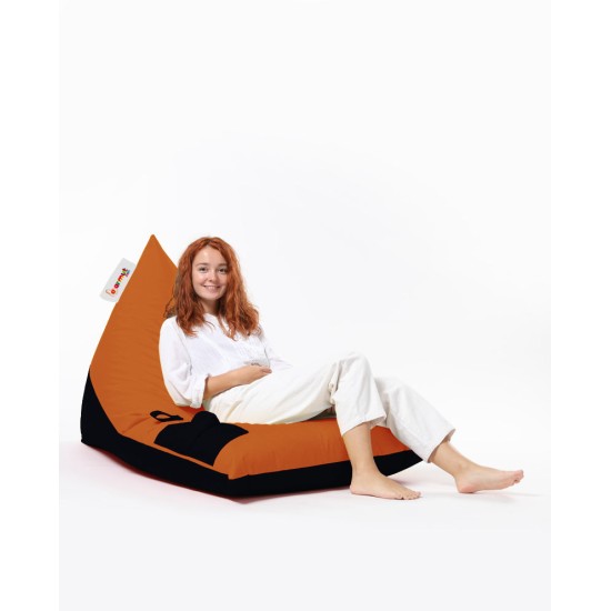 Atelier del Sofa Garden Bean Bag Pyramid Large Double Color Bed Pouf - Orange Orange