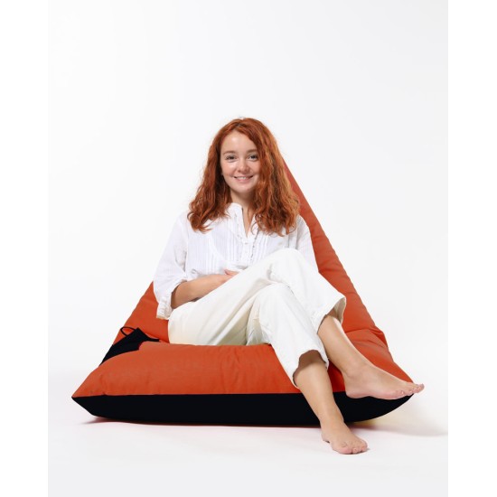 Atelier del Sofa Garden Bean Bag Pyramid Large Double Color Bed Pouf - Orange Orange
