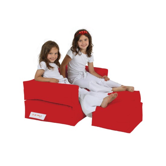 Garden Bean Bag Kids Double Seat Pouf - Red Red Atelier del Sofa Garden Bean Bag Kids Double Seat Pouf - Red Red