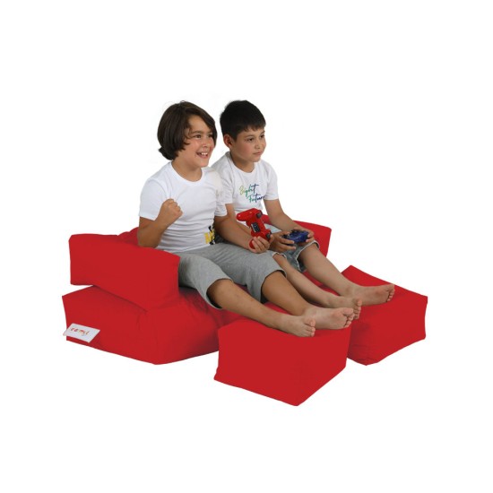 Garden Bean Bag Kids Double Seat Pouf - Red Red Atelier del Sofa Garden Bean Bag Kids Double Seat Pouf - Red Red