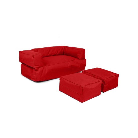 Garden Bean Bag Kids Double Seat Pouf - Red Red Atelier del Sofa Garden Bean Bag Kids Double Seat Pouf - Red Red