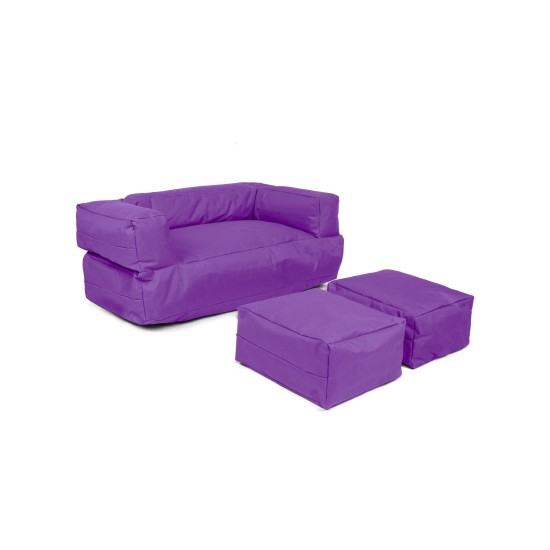 Garden Bean Bag Kids Double Seat Pouf - Purple Purple Atelier del Sofa Garden Bean Bag Kids Double Seat Pouf - Purple Purple