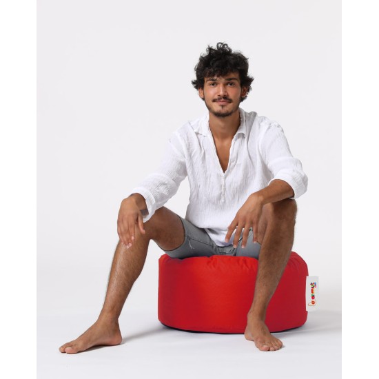 Garden Pouffe Round Pouf - Red Red