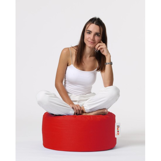 Garden Pouffe Round Pouf - Red Red