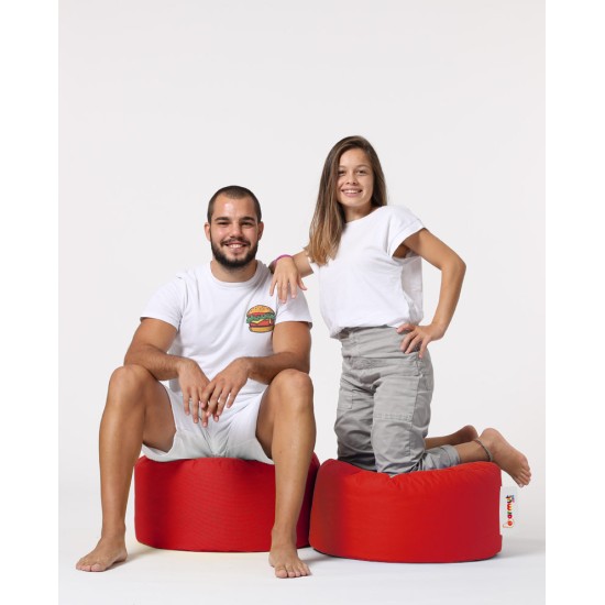 Garden Pouffe Round Pouf - Red Red