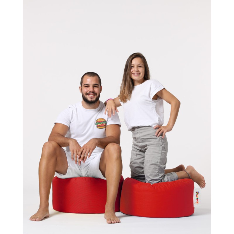 Garden Pouffe Round Pouf - Red Red