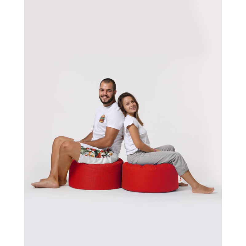 Garden Pouffe Round Pouf - Red Red