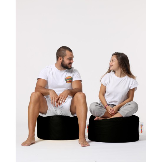 Garden Pouffe Round Pouf - Black Black Atelier del Sofa Garden Pouffe Round Pouf - Black Black