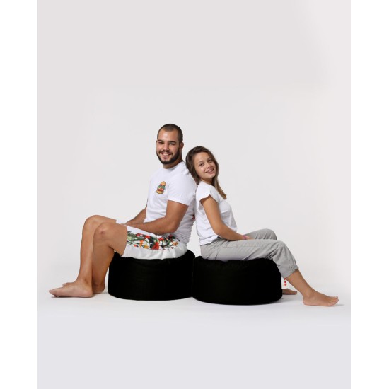Garden Pouffe Round Pouf - Black Black Atelier del Sofa Garden Pouffe Round Pouf - Black Black