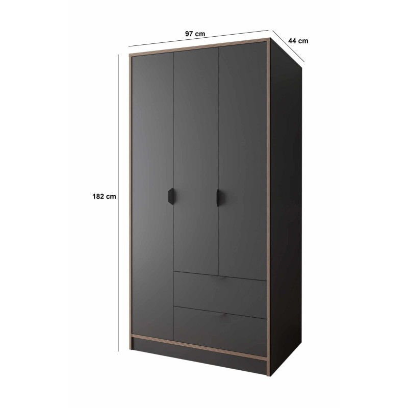 Wardrobe Arden 3 - Anthracite Anthracite