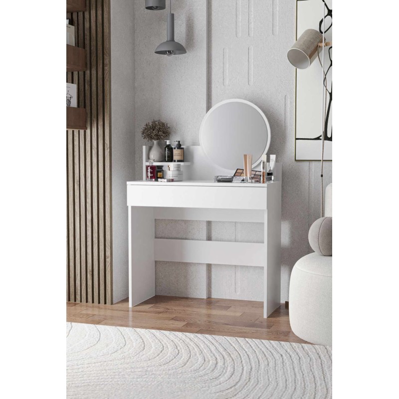 Make-Up Table Harmony Mini Round - White White