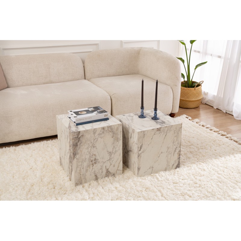 Hanah Home Side Table Set Küp Set - Freesia Freesia Marble