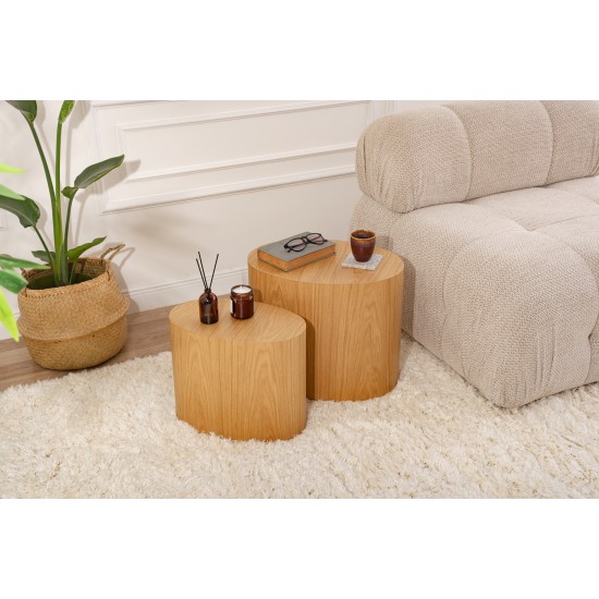 Hanah Home Side Table Set Elipse Set - Oak Oak