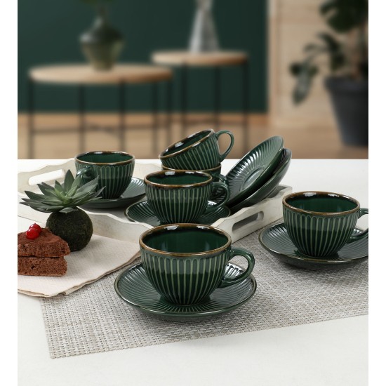 Hermia Tea Cup Set (12 Pieces) TC057012FRA5A839700MATT300 Green
